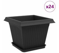 vidaXL : 24 pots de fleurs, noir, en plastique