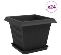 vidaXL : 24 pots de fleurs, noir, en plastique