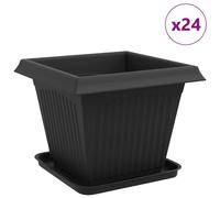 vidaXL : 24 pots de fleurs, noir, en plastique