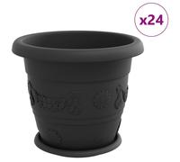 vidaXL Pots de fleurs, lot de 24, noir, Ø 34 x 28 cm, plastique
