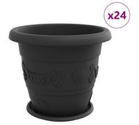 vidaXL Pots de fleurs, lot de 24, noir, Ø 39 x 32 cm, plastique
