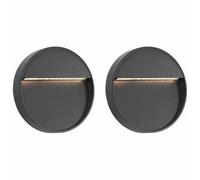 vidaXL 2X Appliques Murales LED d'Extérieur Lampe Eclairage Mural Luminaire Couloir Chambre Allée Jardin Balcon Escalier Maison Noir Rond