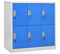 vidaXL 2X Armoires à Casiers Meubles de Classement Verrouillables Armoires de Rangement Organisateur Bureau Gris Clair et Bleu 90x45x92,5 cm Acier