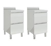 vidaXL 2X Armoires de Cuisine Commerciale avec 2 Tiroirs Meubles de Rangement Armoires de Rangement Stockage Tables de Travail INOX