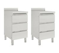 vidaXL 2X Armoires de Cuisine Commerciale avec 3 Tiroirs Meubles de Rangement Armoires de Rangement Stockage Tables de Travail INOX