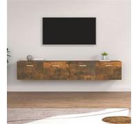 vidaXL 2x Armoires Murales Armoire Suspendue Centre de Divertissement Flottante Salon Salle de Séjour intérieur Chêne Fumé 100x36,5x35 cm Marron G