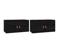 vidaXL Armoires murales centre TV Lot de 2 Noir 60x30x30 cm Bois de pin massif