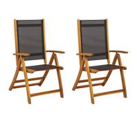 vidaXL Chaises de jardin 2 pcs. Pliable Bois massif Acacia et Textilène