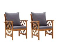 vidaXL 2X Bois d'Acacia Massif Chaises de Jardin avec Coussins Fauteuils de Patio Fauteuils de Jardin Chaises de Terrasse Arrière-Cour Extérieur