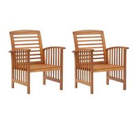 vidaXL 2X Bois d'Acacia Massif Chaises de Jardin Fauteuils de Patio