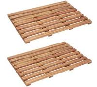 vidaXL 2x Bois d'Acacia Massif Tapis de Salle de Bain Tapis de Douche Tapis de Toilette Tapis de Sauna Tapis de Bain Antidérapant 56x37 cm G