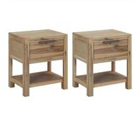 vidaXL 2X Bois d'Acacia Tables de Chevet avec Tiroirs Table de Nuit Armoire de Chevet Salon Chambre à Coucher Maison Intérieur 40x30x48 cm