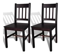 vidaXL Chaise salle à manger Bois de pin Marron foncé Lot de 2