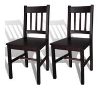 vidaXL Chaise salle à manger Bois de pin Marron foncé Lot de 2