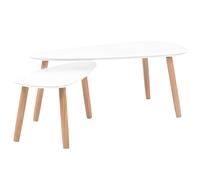 vidaXL 2X Bois de Pin Massif Table Basse Blanc Salon Canapé Table Gigogne