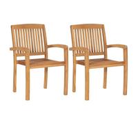 vidaXL Chaises de jardin Teck massif empilables 2 pcs