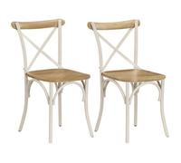 vidaXL 2x Bois Manguier Solide Chaise à Dossier Croisé Blanc Chaise de Cuisine 247315