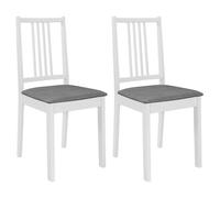 vidaXL Chaises à dîner lot de 2 Bois solide avec coussins Blanc