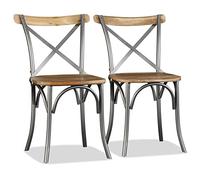 vidaXL 2X Bois Solide de Manguier Chaises de Salle à Manger Chaises à Dîner Sièges de Cuisine Repas Meubles de Cuisine Maison Salon Intérieur