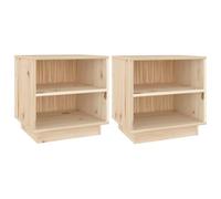 vidaXL 2X Bois Solide de Pin Tables de Chevet Tables de Nuit Armoires de Chevet Armoires de Lit Chambre à Coucher Intérieur 40x34x40 cm