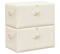 vidaXL 2x Boîtes de Rangement Coffres de Rangement Pliables Organisateurs Conteneurs Stockage Chambre Maison Intérieur Tissu 43x34x23 cm Crème