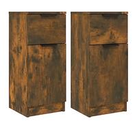 vidaXL 2X Buffets Armoires de Rangement Meubles de Rangement Armoires Latérales Salle de Séjour Salon Chêne Fumé 30x30x70 cm Bois d'Ingénierie