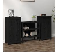 vidaXL Buffets 2 pièces en bois massif Noir 39x35x80 cm – Modèle 813733