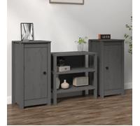 vidaXL Buffets 2 pcs Gris 40x35x80 cm Bois massif de pin