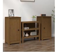 vidaXL 2x Buffets Armoires de Rangement Meubles de Rangement Armoires Latérales Salle de Séjour Salon Marron Miel 39x35x80 813731