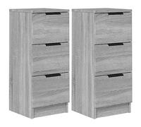 vidaXL 2X Buffets Armoires de Rangement Meubles de Rangement Armoires Latérales Salle de Séjour Salon Sonoma Gris 30x30x70 cm Bois d'Ingénierie