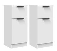 vidaXL 2X Buffets Armoires de Rangement Meubles de Rangement Armoires Latérales Tables de Chevet Salon Blanc 30x30x70 cm Bois d'Ingénierie