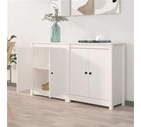 vidaXL 2x Buffets Armoires Latérales Meubles de Rangement Armoires de Rangement Organisateurs de Maison Salon Blanc 70x35x80 cm Bois Massif de Pin 3114065 Blanc G