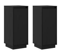 vidaXL 2X Buffets Armoires Latérales Organisateurs de Maison Meubles de Rangement Salon Intérieur Noir 31,5x34x75 cm Bois Massif de Pin