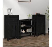 vidaXL Buffets Armoires latérales Bois massif de pin Noir 40x35x80 cm 2 pièces