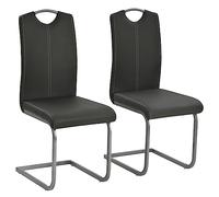 vidaXL 2X Chaise à Dîner Cantilever Similicuir Gris Chaise à Manger Cuisine