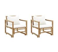 vidaXL 2X Chaise de Jardin Bambou Siège Fauteuil Extérieur Chaise de Terrasse