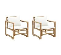 vidaXL Chaises de jardin en bambou avec coussins – Lot de 2