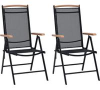 vidaXL 2x Chaise de jardin pliante 58x65x109 cm Aluminium noir Chaise de jardin