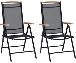 vidaXL 2x Chaise de jardin pliante 58x65x109 cm Aluminium noir Chaise de jardin
