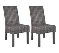 vidaXL Chaise de salle à manger Rotin Kubu Bois d'acajou – Lot de 2