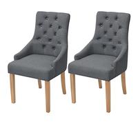 vidaXL 2X Chaise de Salle à Manger Tissu Gris Foncé Cuisine Bois de Chêne