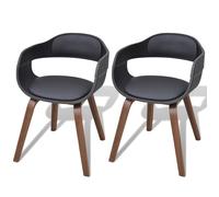 vidaXL 2x Chaise Salle à Manger Bois Cintré Cuir Artificiel Chaises de Cuisine 271944
