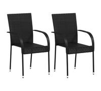 vidaXL Chaises de jardin empilables 2 pcs. Poly rotin noir