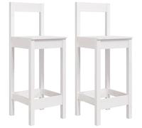 vidaXL 2X Chaises de Bar Tabourets de Bar Chaises de Cuisine Salle à Manger Meubles de Bistro Maison Intérieur Blanc 40x41,5x112 cm Bois de Pin Solide