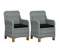 vidaXL 2X Chaises de Jardin avec Coussins Fauteuils de Patio Sièges de Salle à Manger d'Extérieur Chaises à Dîner Terrasse Résine Tressée Gris Clair
