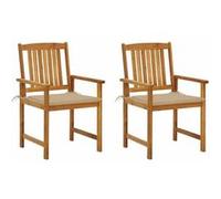 vidaXL Chaises de jardin avec coussins 2 pcs. Bois massif acacia