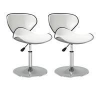 vidaXL 2X Chaises de Salle à Manger Chaise Pivotantes à Dîner Sièges de Cuisine Chaises de Repas Intérieur Hauteur Réglable Blanc Similicuir