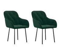 vidaXL 2X Chaises de Salle à Manger Sièges de Cuisine Fauteuils de Salle à Manger Chaises à Dîner Meubles de Cuisine Intérieur Vert Foncé Velours