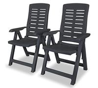 vidaXL 2X Chaises Inclinables de Jardin Chaises de Patio Sièges de Terrasse Chaises de Terrasse Meuble de Jardin Extérieur Plastique Anthracite