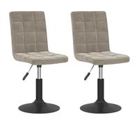 vidaXL 2X Chaises Pivotantes de Salle à Manger Chaises à Dîner Sièges de Cuisine Chaises de Repas Hauteur Réglable Intérieur Gris Clair Velours